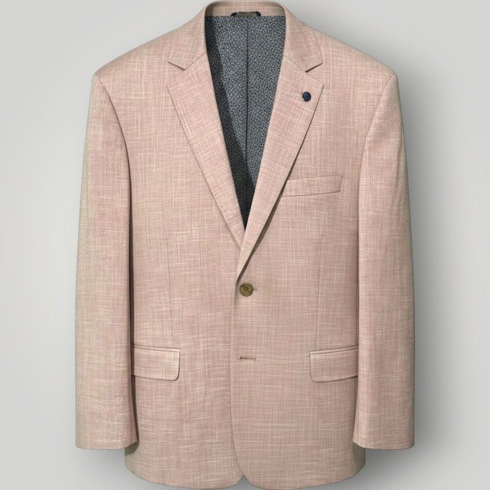 OAK HILL Men's Navy Blazer Sport Coat Two Button Suit Jacket 4XL 58R/60R Pink